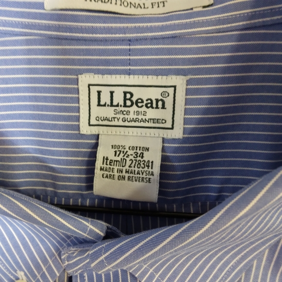 L.L. Bean Mens Long Sleeve Dress Shirt- Size 17 1/2-34 - Picture 3 of 3